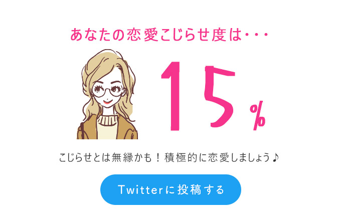 15％（こじらせとは無縁かも！積極的に恋愛しましょう♪）